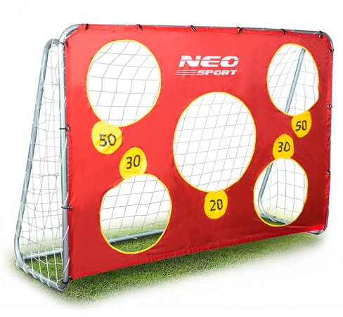 Neo-Sport Fußballtor Fußball Tor für Kinder und Erwachsene Mit Zielscheibe 215 x 153 x 76 cm Weiß