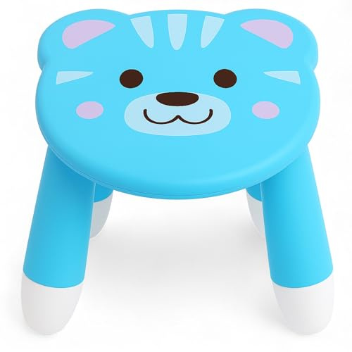 MIJOMA Tabouret pour enfant, avec motif animal, antidérapant, en polypropylène, 23 x 22 x 23 cm, léger, stable et idéal pour la chambre d'enfant (tigre)