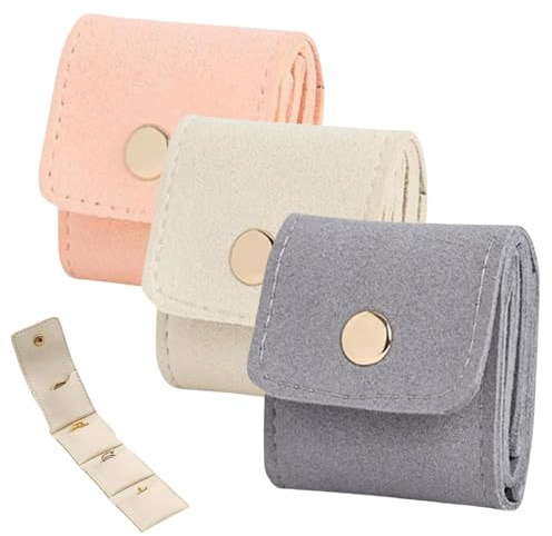 Generisch Mini Travel Jewelry Roll Bag with Buckle, Foldable Multifunctional Travel Jewelrys Pouch for Travel Essentials,Ring,Earring (MIX)