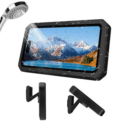 Shower Phone Holder Waterproof, 480° Rotatable Retractable Adjustable Anti-Fog High Sensitivity Touch Screen Bathroom Shower Phone Case, Bathroom Wall Phone Mount for 4-7 Cellphones (Black)