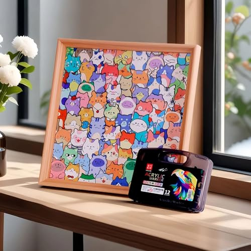Little Kitties - Puzzle da pittura in legno, fai da te per colorare il legno, puzzle con cornice, per bambini a casa, camera da letto, sala giochi, festa di compleanno, (B)