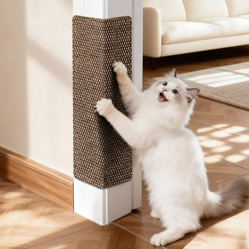 Wall Cat Scratcher for Indoor Cats,Corner Furniture Protector Brown | 19.6x7.8 wall corner cat scratcher,Durable scratching board protects door, wall and couch furniture,Easy mount
