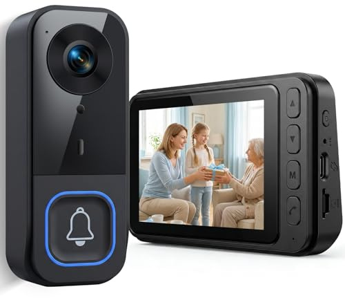 KEPEAK Doorbell Camera Wireless, Video Door Bell Camera with Monitor for Home, 2-Way Audio, Infrared Night Vision, No WiFi Connection and APP Required, No Subscription
