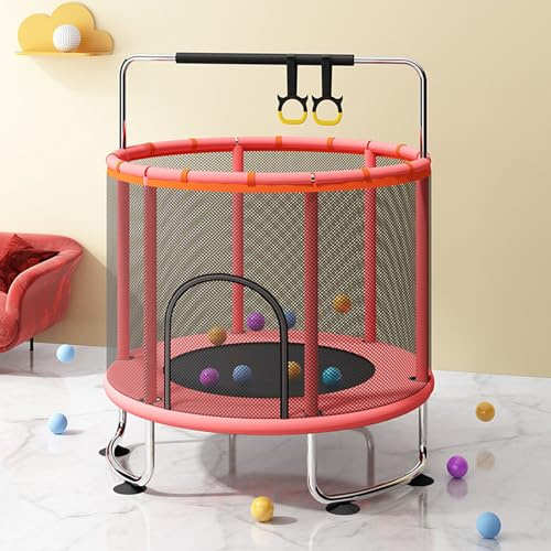Omquot Barn Trampolin, Fysisk Utveckling Basketkorg Trampolin Fitness Interaktiv Förälder Barn Leksak för Utomhus(Röd)
