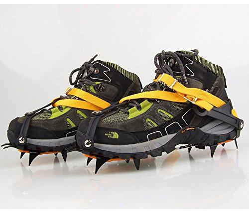 Namvo Ice Spikes, 10 Zähne mit Ski geschweißt Kette Edelstahl Steigeisen, Universal Overlay elastische Schneeschuh Spikes, geeignet für Outdoor-Ski, EIS Wandern, Bergsteigen, in der Länge verstellbar
