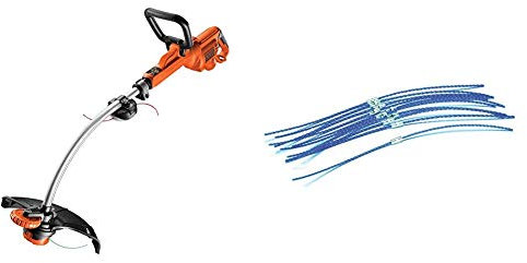 BLACK+DECKER Electric Strimmer Grass Trimmer 900 W 35 cm with Wheel Edge Guide and Adjustable Second Handle GL9035-GB & BLACK+DECKER A6487 Heavy Duty Trimmer Line, 10 x 3 mm GL680/685/690