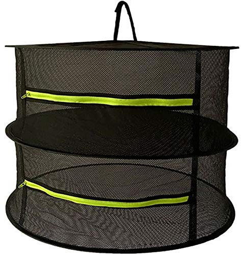 gexu Kräuter Trocknungsnetz Mit Reißverschluss 2 Schicht Hängend Faltbar 61cm*61cm*38cm,Schwarz Kräutertrocknungsnetz Pflanzentrockner Zum Trocknen von Gemüse,Fleisch,Kräutern,Fisch usw.