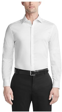 Van Heusen Men's Dress Shirt Slim Fit Ultra Wrinkle Free Flex Collar Stretch, White, 15-15.5 Neck 32-33 Sleeve