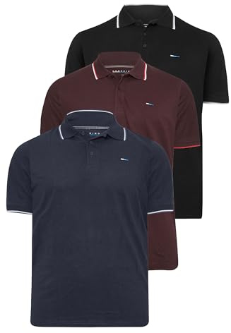 BadRhino Big & Tall 3 Pack Core Essential Everyday Tee Classic Collar Short Sleeve Polo Shirt Top - Men's Golf Longer Length 100% Cotton Multipack - M to 8XL Blue 7-8XL