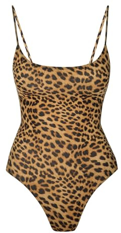 Narecte Sexy One Piece Bathing Suit for Women Tummy Control High Cut One Piece Swimsuit Womens Leopard L