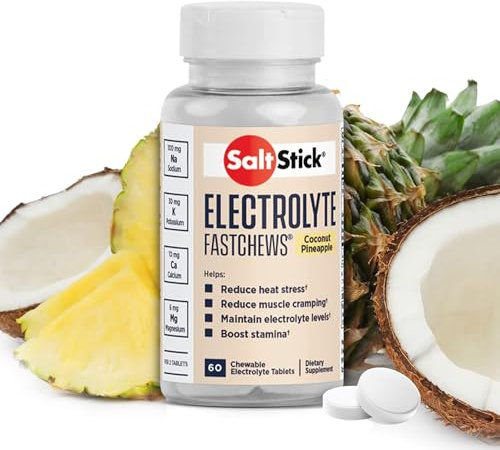 SaltStick FastChews Electrolytes - 60 Chewable Electrolyte Tablets - Salt Tablets for Running, Fast Hydration, Leg Cramps Relief, Sports Recovery - Non-GMO, Vegan, Gluten Free (Coconut Pineapple)