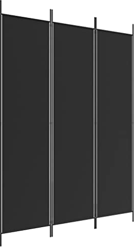 vidaXL 3-Panel Room Divider Screen, Black, 150x200 cm, Foldable Design, Easy to Store, Durable Iron & Fabric Material, Blocks Direct Sunlight, Provides Privacy