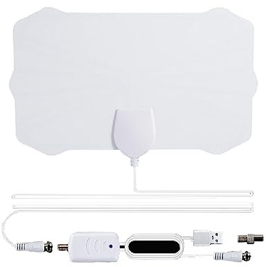 WUUISDNX Antena de televisión Digital para Interiores 4K 1080P 3600 Millas Amplificador de señal HDTV Programa aéreo Accesorio hogar, Blanco