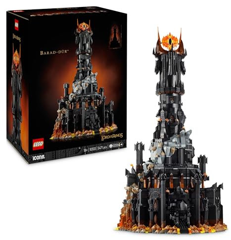 LEGO Icons The Lord of the Rings: Barad-dûr Model, Movie Memorabilia Building Set for Adults, Gift Idea for Men & Women, Includes Sauron, Gothmog, Orc, Frodo, Sam and Gollum Minifigures 10333