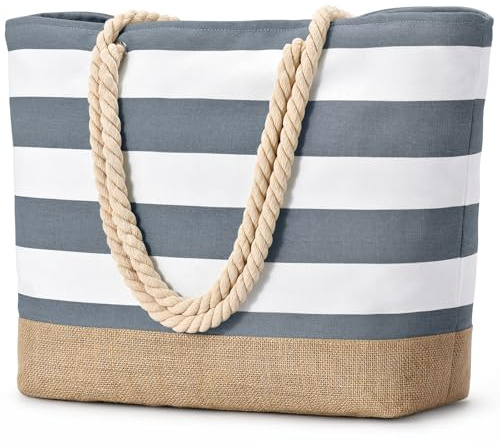 oscaurt Large Beach Tote Bags for Women Waterproof Bag with Zip Women's Totes Travel Holiday Essentials Shoulder for Gym Pool Gifts for Women