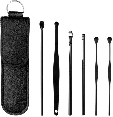 Ohrenreiniger Entferner 6 Stück Ohrenschmalz Entferner, Edelstahl Ohrenschmalz Entfernungs Set Tragbar Ohr Reinigung Ear Cleaner Ear Removal Ohrreiniger für Erwachsene Jugendliche Kinder
