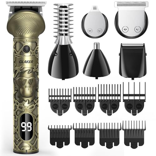 GLAKER Rasoio Elettrico Barba 6 in 1 – Kit Tutto-in-Uno con Regolabarba Uomo, Tagliacapelli Uomo Professionale e Rasoio Elettrico Corpo, Ideale per Capelli, Barba, Naso, Orecchie e Sopracciglia
