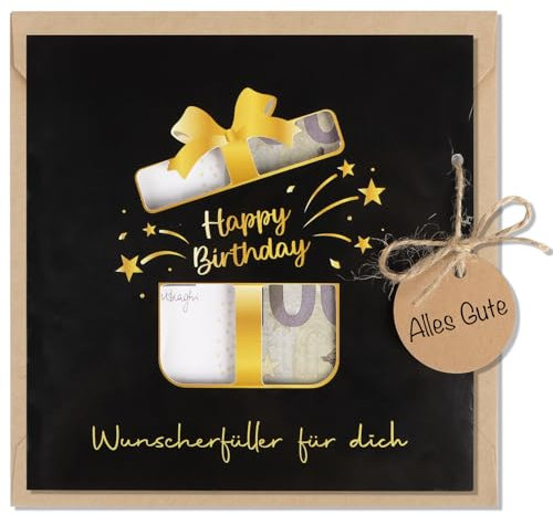 MEJOSER Geldgeschenke Geburtstag Geburtstagskarte Wunscherfüller Geldgeschenk Verpackung Geldkarte mit Umschlag Karte 18 30 40 50 60 Geburtstagsgeschenk für Frauen Männer