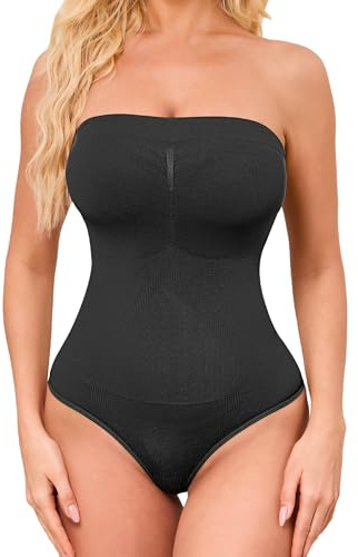 FXTYK Shapewear Bodysuit Thong Body Shaper for Women - Detachable Straps Tummy Control Full Body Sculpting Body suit Perfect for Any Womens Clothes