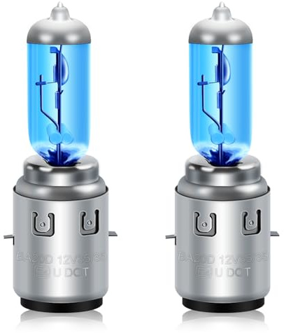 Erato BA20D S2 Motociclo Bulbi alogene 35/35W 12V 5000k White caldo Super luminoso Raggio doppio basso alto Bulbi del proiettore Lampada Light, 2 pezzi