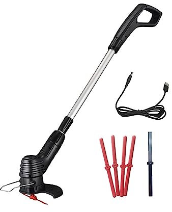 Cortacésped inalámbrico eléctrico de Longitud Ajustable, Cortador de Malas Hierbas, cortacésped inalámbrico portátil, Carga USB for jardín/césped para jardín, césped(C)