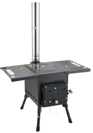 ZYAGH Estufa para Sauna Tienda de campaña Plegable cúbica for Picnic, Sauna, Campamento, Chimenea Individual, Estufa de leña portátil, Horno de Casete para Sauna(T361H)