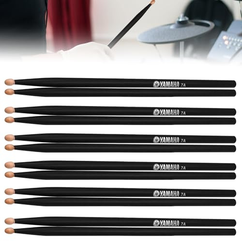 BAIFULAI Baquetas 5A, 6 pares de baquetas para batería, baquetas anti-moho clásicas de madera de arce, baquetas para adultos, niños y principiantes, para batería de jazz y baterías electrónicas (negro