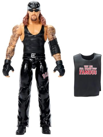 Mattel WWE Undertaker Actionfigur, Hauptkampf-Serie #161, ca. 15 cm große Superstar-Sammelfigur mit 14 Bewegungspunkten und lebensechtem Aussehen, JHH89