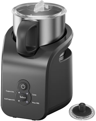 4-in-1 Milk Frother - Electric Steamer, Automatic Warm & Cold Cappuccino Foam Maker, 12.5oz Milk Warmer for Latte, Macchiato, Stainless Steel