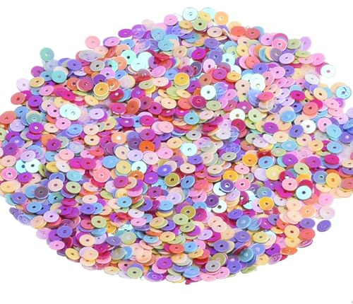 50g Shiny Round Confetti 30mm Bulk Loose Sequins Round PVC Sequins with Hole Holographic Spangles Paillettes Applique for Making Sequin Bag Clothe Shoes Hat Craft Sewing Decoration (4mm 7500Pcs)