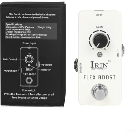Professionelles Gitarren-Effektpedal mit Wah, Verzerrung, Overdrive, Delay, Reverb und Kompressor-Effekten (RS14 Weiß)