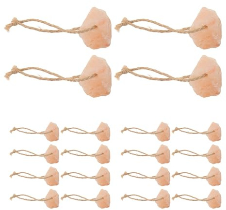 GARVALON Blocchi di Sale Minerale Naturali per Piccoli Animali 20 Pezzi Corda Blocchi da Leccare e Masticare per Criceti Conigli e Cervi Minerali Essenziali per Gabbie e Aree Gioco