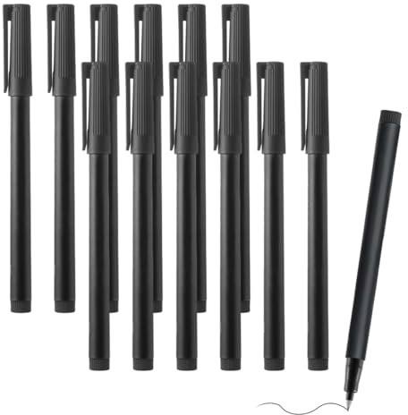 12 stycken permanenta markörer, fin svart spets, svart markörpennor set, vattentät, blekresistent, snabbtorkande svart vattentät filtpennor för kartong, glas, plast, trä, metall, perfekt för konst Han