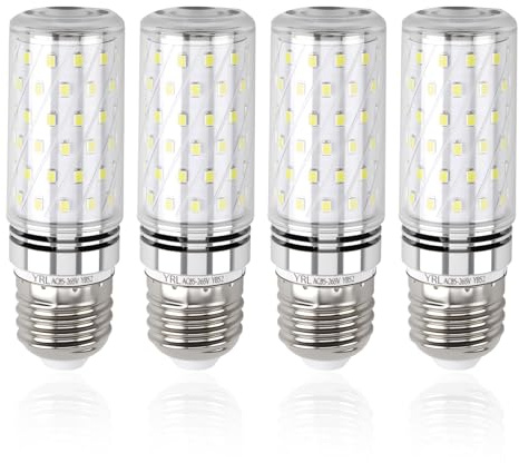 Dewlawn E27 Bombilla de Maíz LED 6000K 600LM, 16W LED E27 Luz Fria Bombillas Equivalente a Bombillas Halógena de 100-120W para Lampadas Candelabro, AC 220-240V No Regulable, Paquete de 4
