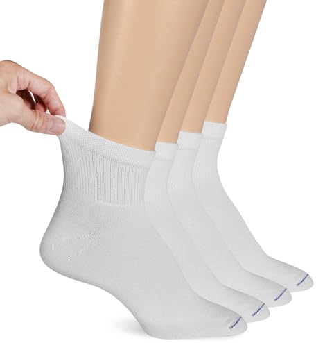 Dr. Scholl's Women's 4 Pack Diabetic and Circulatory Non Binding Ankle Socks, White, Shoe Size: 4-10