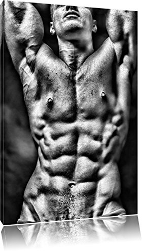 Pixxprint Monocrome, Sixpack Body, Größe: 100x70cm, Leinwandbild, fertig gespannt, Wandbild, Dekoration, Kunstdruck, kein Poster
