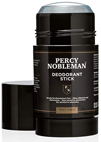 Percy Nobleman Natural Deodorant Stick for Men - Aluminium & Alcohol Free, Vegan, Signature Scent, with Aloe Vera & Witch Hazel, Non-Toxic, Paraben-Free, Long-Lasting Freshness - 75ml