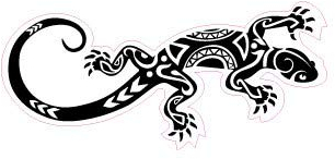 salamandre maori Lizard logo 652 autocollant sticker - Taille : 12 cm - Couleur : blanc