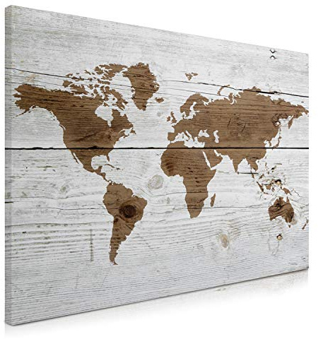 Navaris Magnetic Dry Erase Board - 24 x 36 inches Decorative White Board for Wall with Printed Design, Includes 5 Magnets and Marker - World Map