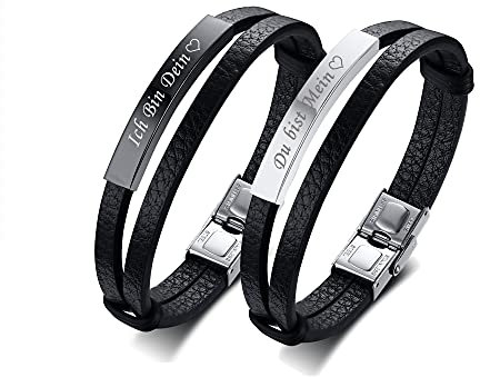 Ich Bin Dein Du bist Mein Paar Armbänder, Unisex Inspirational Schmuck Doppelschichten PU Leder Armband Sein und Ihr Distanz Matching Set Für Weihnachten Jubiläum Hochzeit Geburtstag Valentinstag