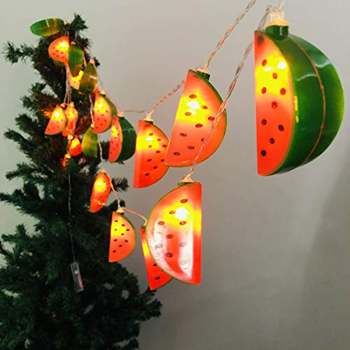 Riaxuebiy LED Luci Stringa Anguria Lampada a Sospensione Decorativa di Frutta Artificiale Frutta Lanterne Catene Luminose Ghirlanda Fata Stringa Luci a Batteria (3m/20led, Anguria)