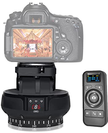 Camnoon Motorisierter Schwenk-/Neigekopf 2-Achsen-Panoramakopf 360° drehbar 100M drahtlose Fernbedienung 9 Stufen Einstellbare Geschwindigkeit 1kg Tragkraft mit Telefonclip für Smartphone Kamera