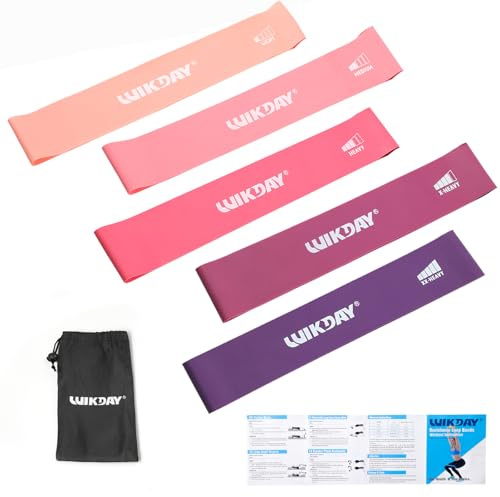 WIKDAY Resistance Bands for Working Out Exercise Loop Bands Workout Bands Set for Men Women Body Stretching, Training, Home Workout, Physical Therapy, Booty Legs, Set of 5 (Pink Purple)