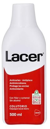 LACER - Colutorio 500 ml , Enjuague Bucal, Uso Diario, sin Alcohol, Boca Sana y Protegida, Previene la Caries y la Placa Dental, Limpia en Profundidad