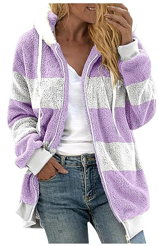 Ceboyel Teddy Coat For Women Hooded Fuzzy Sherpa Jacket Fleece Drawstring Zip Up Hoodie 2023 Trendy Winter Outerwear Clothes
