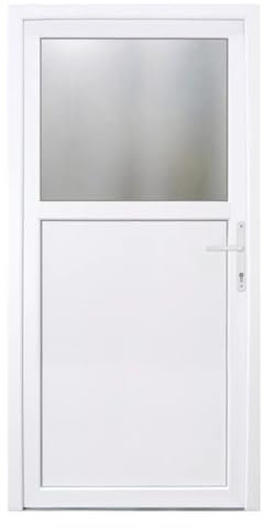 HORI® Haustür Kellertür Kunststoff Nebeneingangstür Komplettset Hauseingangstür, vielseitig einsetzbar für Keller, Garage und Nebeneingang I Farbe: weiß I DIN rechts I Modell: Light I 210 x 100 cm