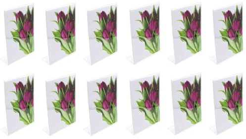 Acan Tradineur - Portafoto in plastica trasparente, 12 pezzi, cornice per foto da tavolo, menu, manifesti, decorazione domestica (13 x 18 cm)