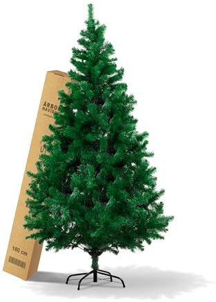 TIBBERS Árbol de Navidad Artificial, Altura de 180 cm, Estructura Desmontable, Ramas Abatibles, Soporte Metálico Plegable, TBS038