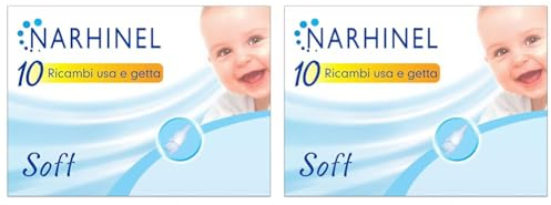 Narhinel 10 Ricambi per Aspiratore Nasale Neonato e Bambini con Filtro Igienico Assorbente per Trattenere il Muco, Monouso, Soft (Confezione da 2)