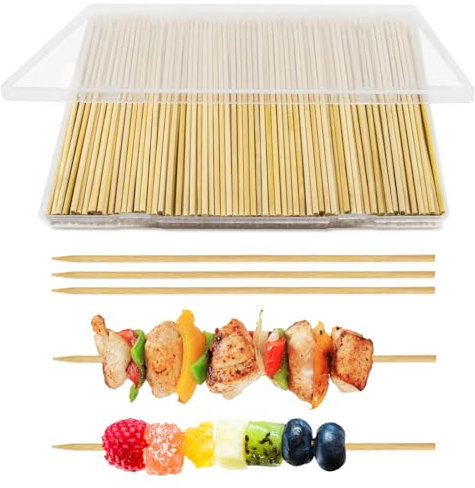 300PCS 𝗕𝗮𝗺𝗯𝗼𝗼 𝗦𝗸𝗲𝘄𝗲𝗿𝘀 6 inch, Sturdy Smooth Wooden Skewers 6 inch for Kabob Meat, Desserts, Fruit, Appetiser, Home/Outdoor or BBQ Restaurant